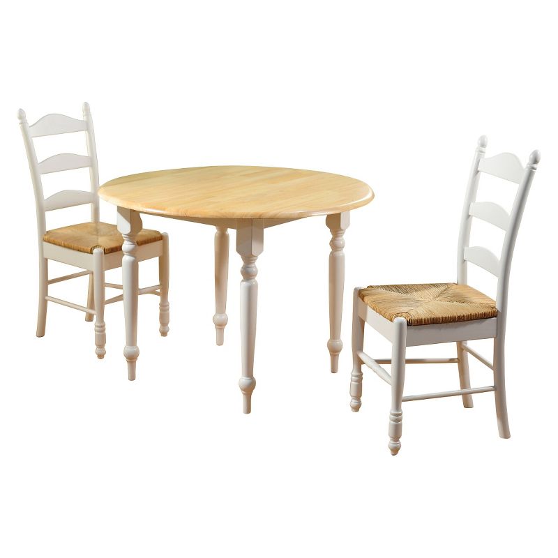 3pc Ladder Back Dining Set Wood/White - Buylateral