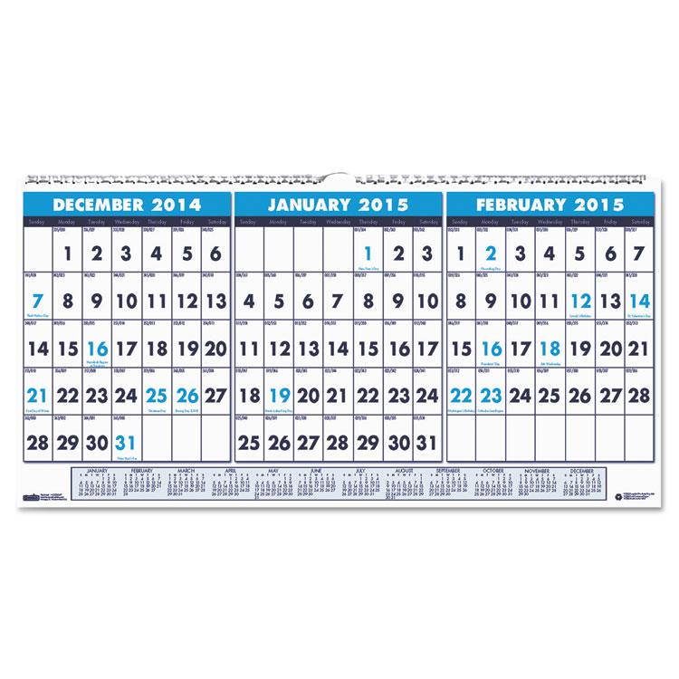 HOUSE OF DOOLITTLE Recycled Three-Month Horizontal Wall Calendar 23 1/2 x 12