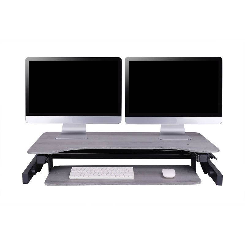 37.5" Deluxe Adjustable Height Standing Desk Converter with Dual Monitor Mount Bundle Gray - Rocelco