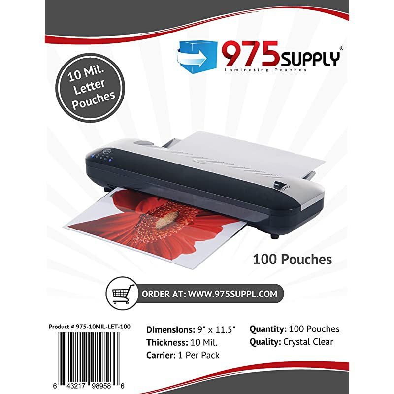 10 Mil Clear Letter Size Thermal Laminating Pouches 9 X 115 inches 100 Pouches