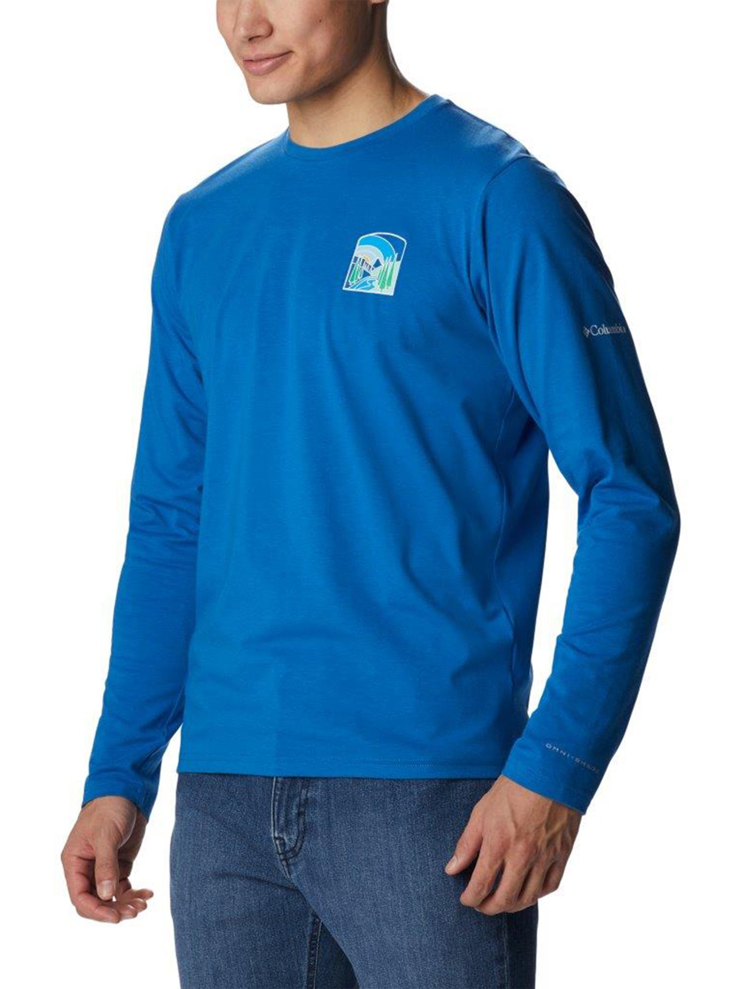 Columbia Men Blue Sun Trek Graphic Long Sleeve T-Shirt