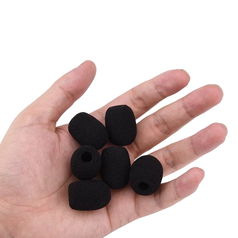 6 Pack Mini Size Lapel Headset Microphone Windscreen Foam Cover Black