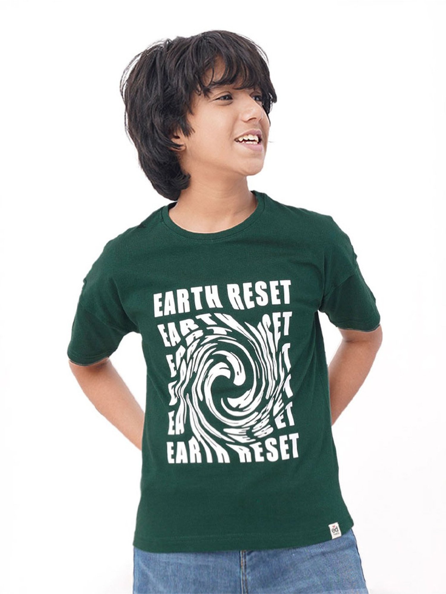 Edheads Boys Green Cotton Printed T-Shirt