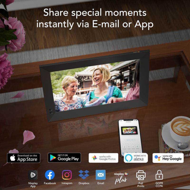 Nixplay 13 Inch Full HD Smart Digital Photo Frame W13D - Share Via Email or App