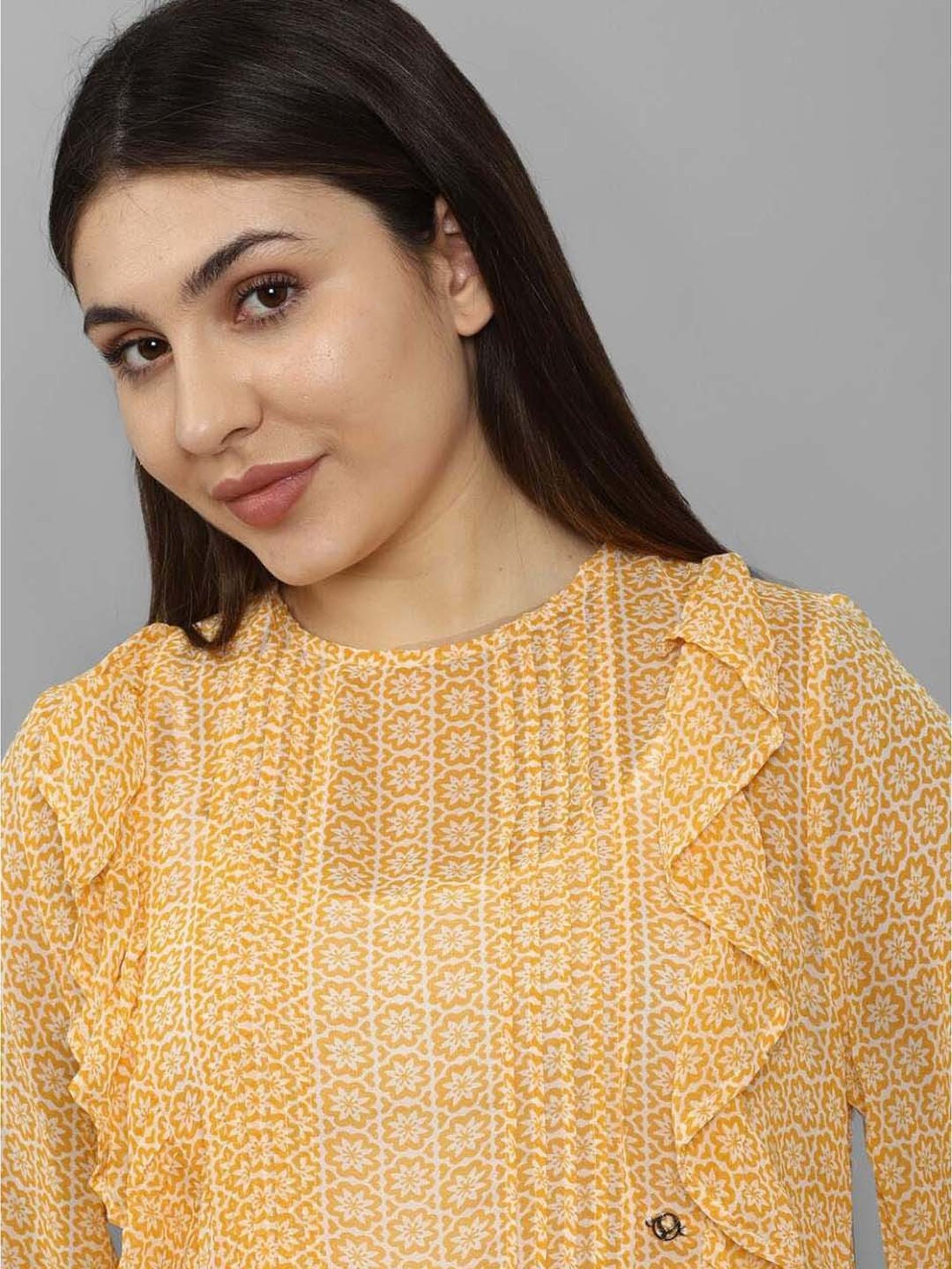 Allen Solly Yellow Printed Top