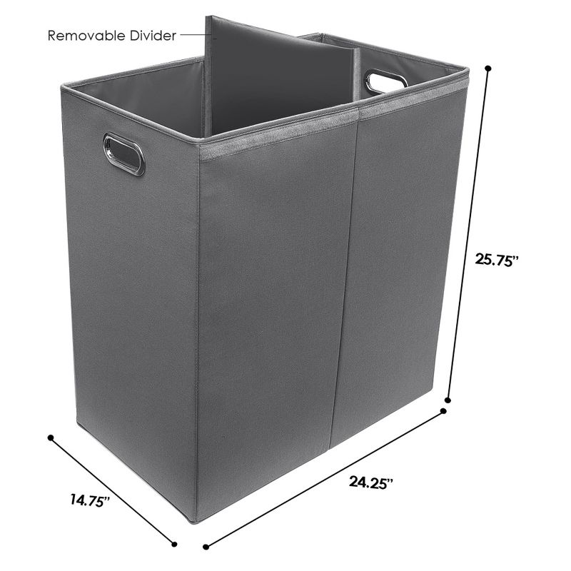 dbest products Laundry Bag Clothes Hamper Basket Wagon Cart Trolley Dolly with Handle, Wheels, and Removable Liner, Grey