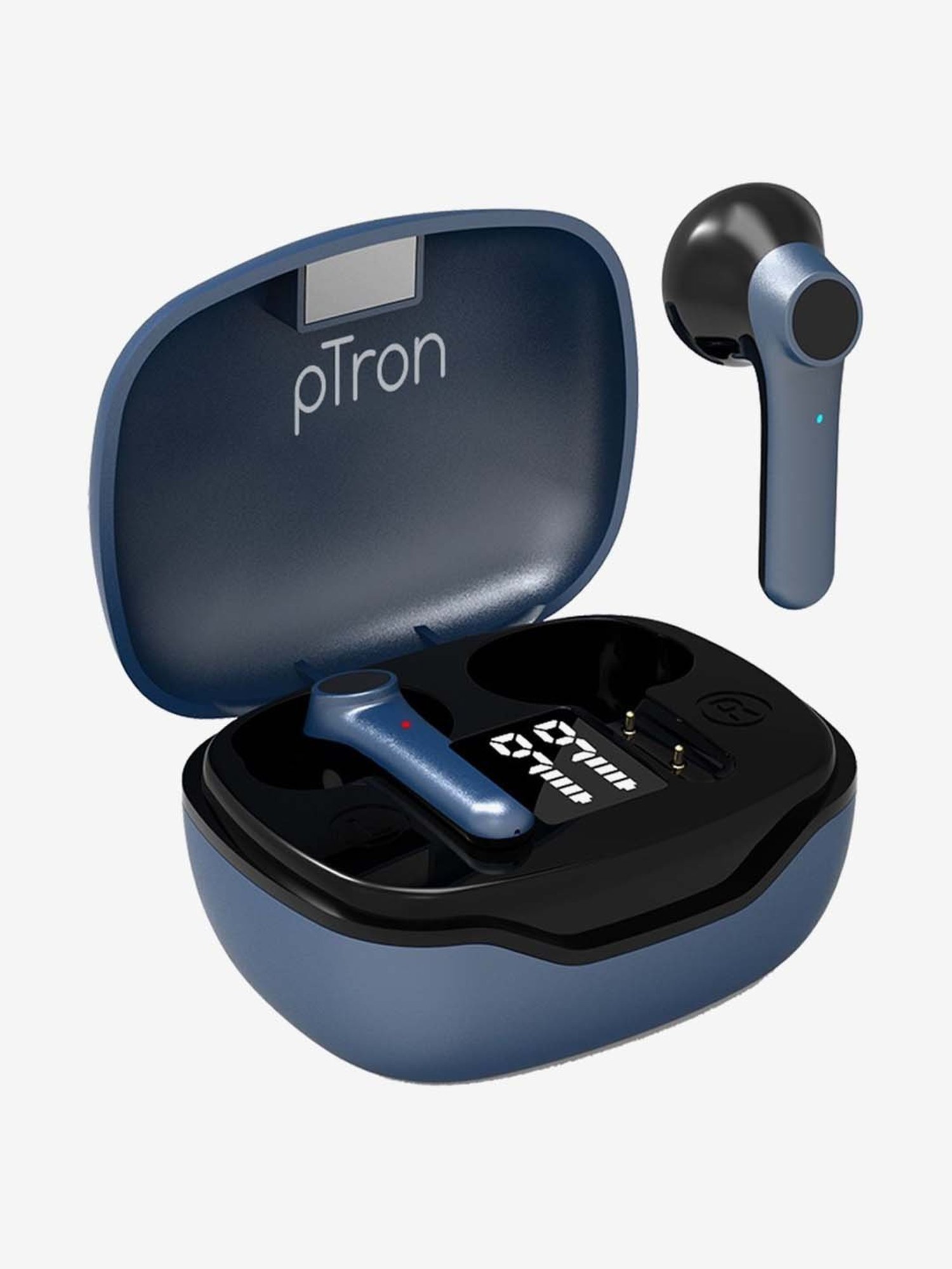 PTron Basspods 281 True Wireless Bluetooth Earbuds with Charging Case (Blue and Black)