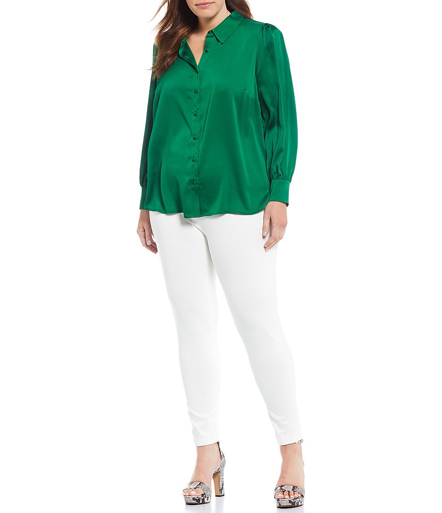 Intro Plus Size Solid Double Knit Tummy Control Leggings