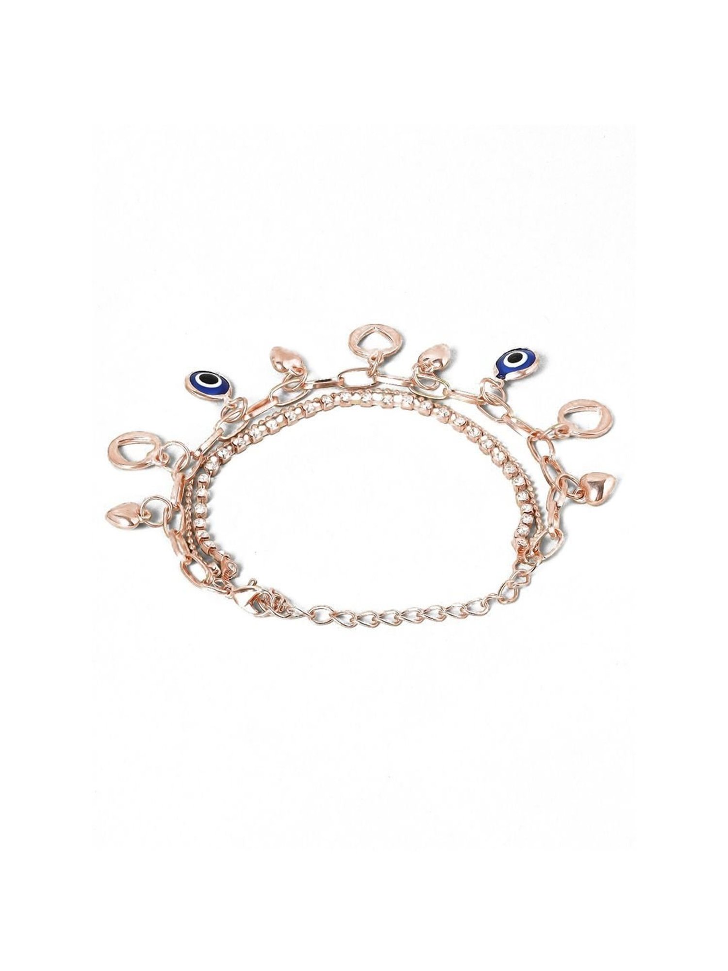 OOMPH Golden Tone Evil Eye Goodluck Charm Multi Layer Bracelet for Women