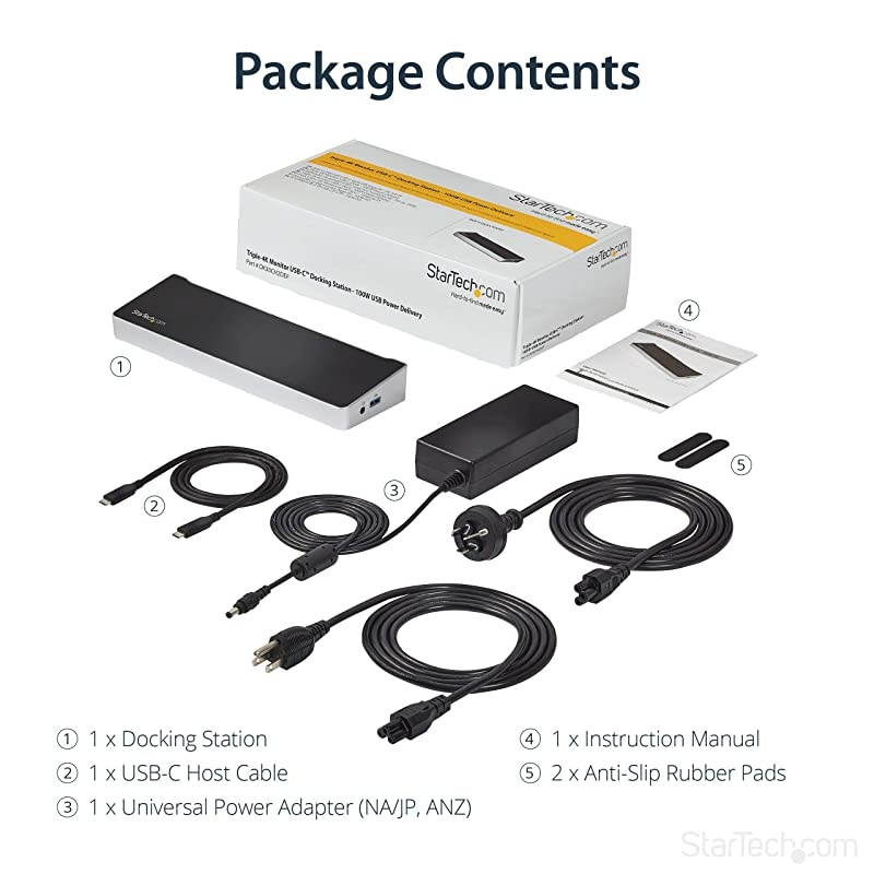 com USB-C Dock - 4K Triple Monitor Laptop Docking Station with Dual DisplayPort & HDMI - 100W Power Delivery - USB-C, 4x USB-A Hub - USB 3.1 Gen 1 Type-C Dock - Windows & MacBook (DK30CH2DEP)