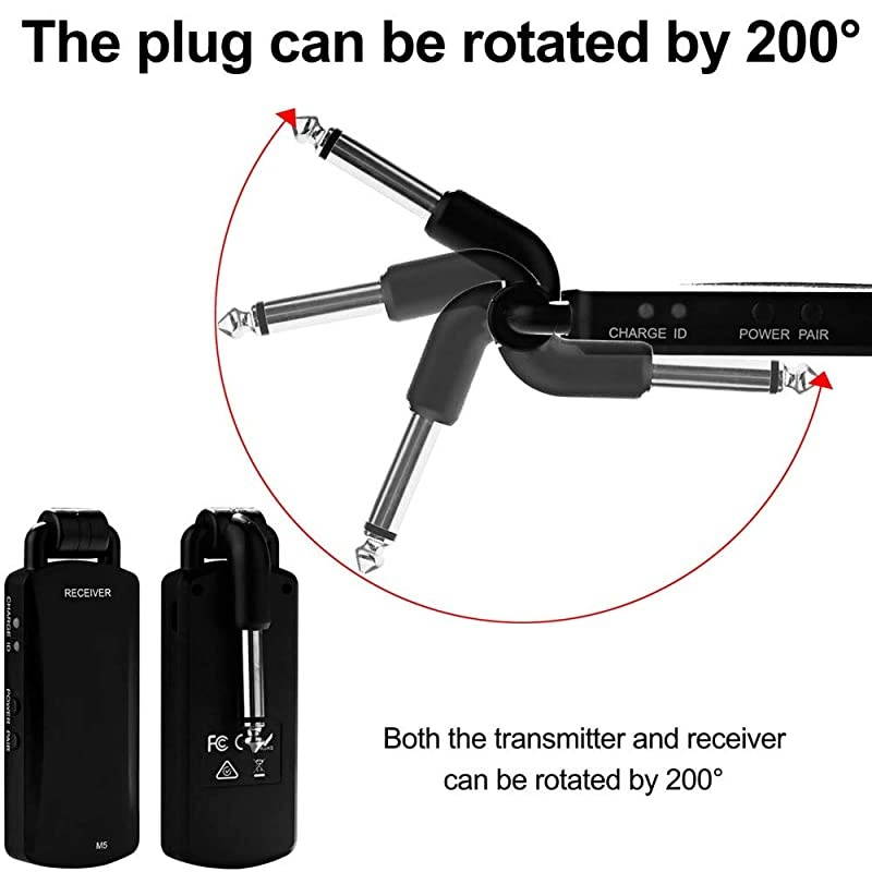 Wireless guitar transmitter receiver 5.8GHz Wireless Guitar System Rechargeable Audio Guitar System Electric Digital Guitar System Transmitter Receiver Set