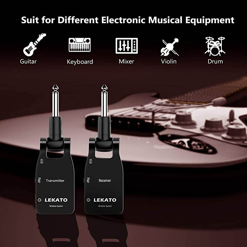 Wireless Guitar Transmitter Receiver 24G Rechargeable 6 Channels 30M Transmission Range Wireless Audio Guitar System for Electric Guitar Bass