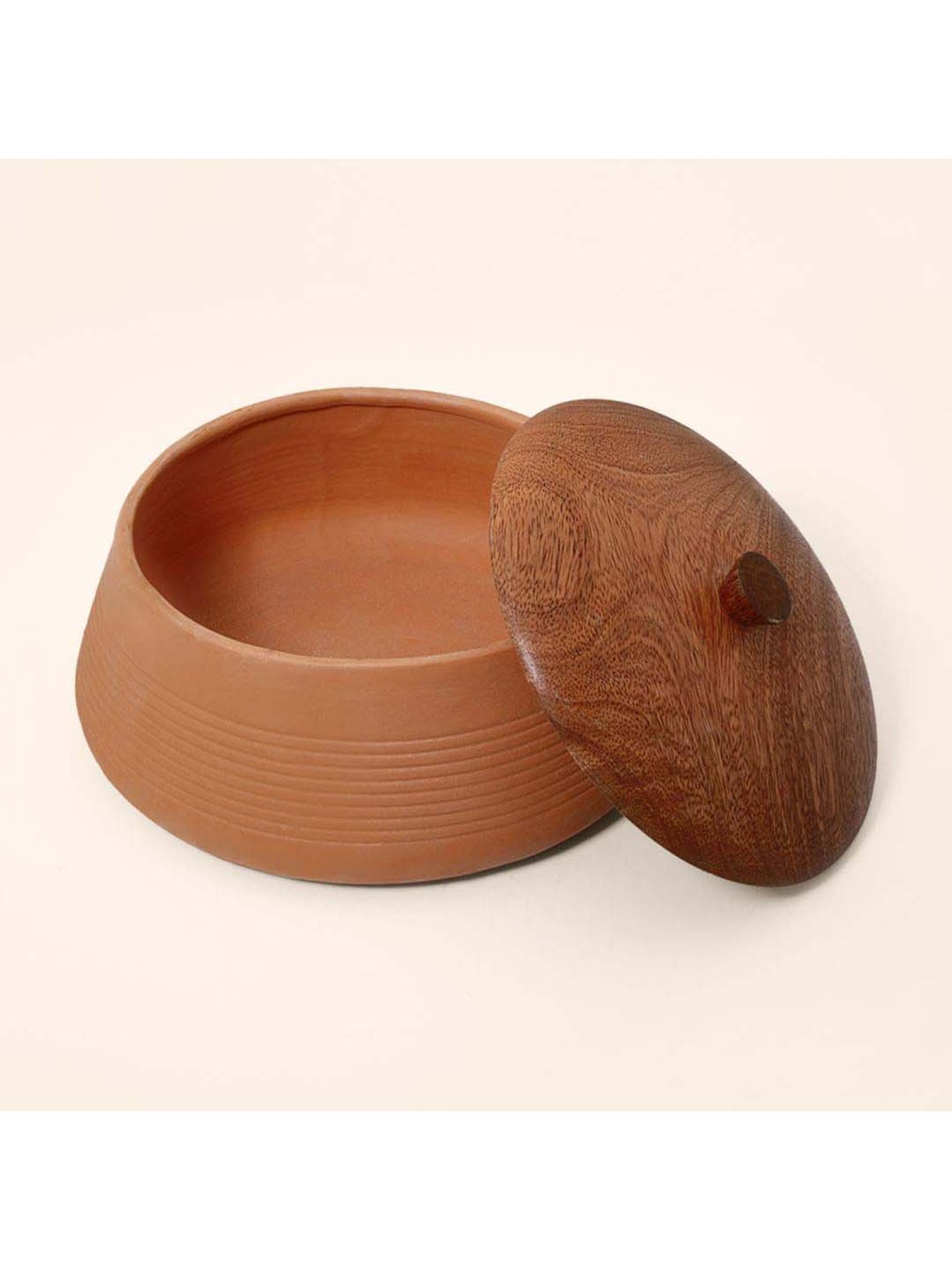 ellementry Brown Terracotta Curd Setter with Lid (1000 ml) - Set of 1