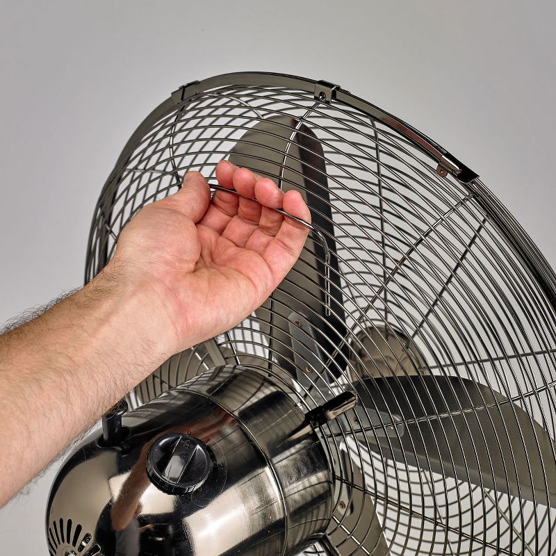 DecoBREEZE DBF0210 Electric Oscillating 3 Speed Air Circulating Adjustable Height Pedestal Fan with Quiet Motor, Metallic Black