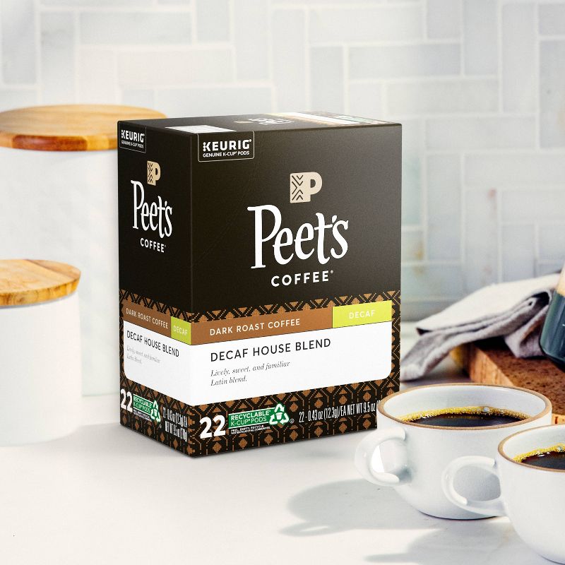Peet's Decaf House Dark Roast Coffee - Keurig K-Cup Pods - 22ct
