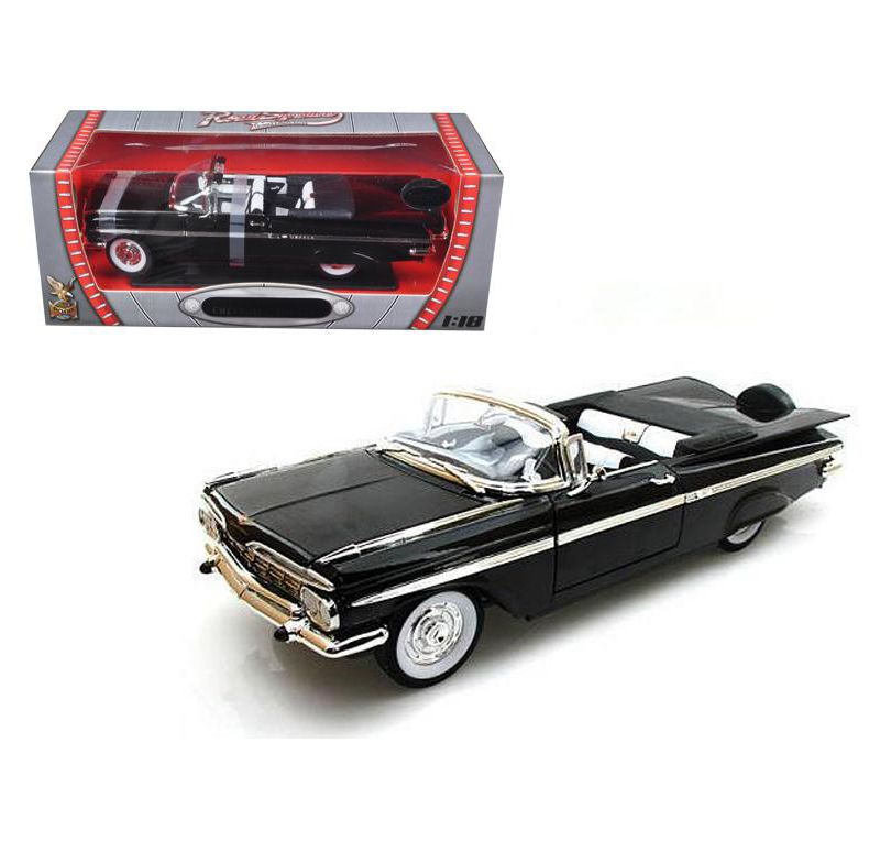 1959 Chevrolet Impala Convertible Black 1/18 Diecast Model Car by Road Signature