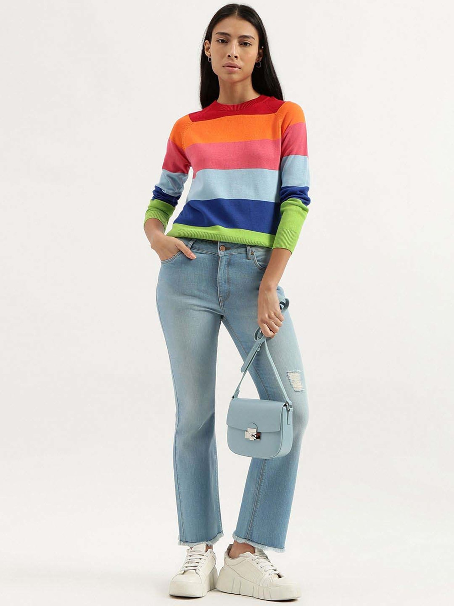 United Colors of Benetton Multicolored Cotton Color-Block Top