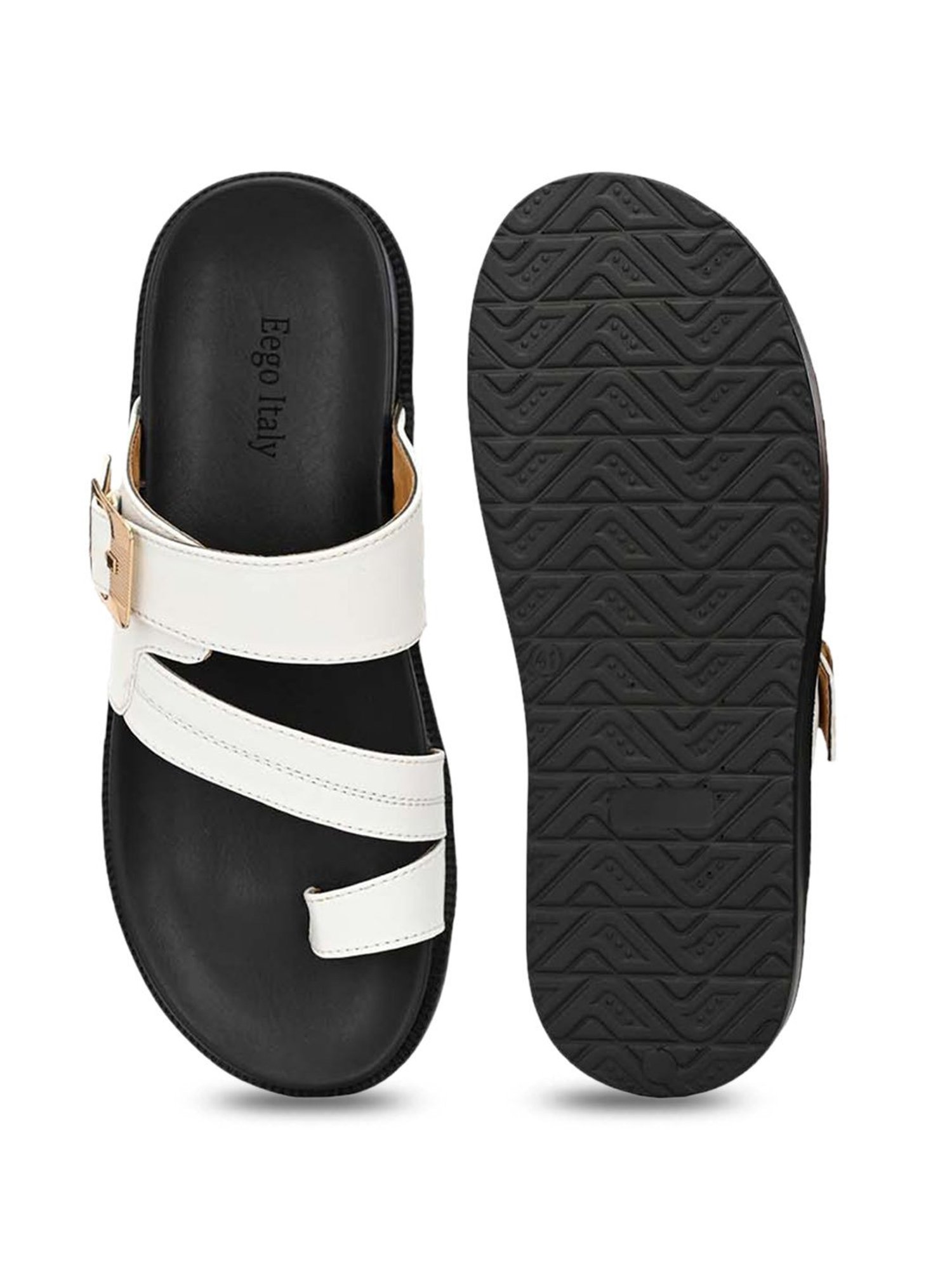Eego Italy Men's White Toe Ring Sandals