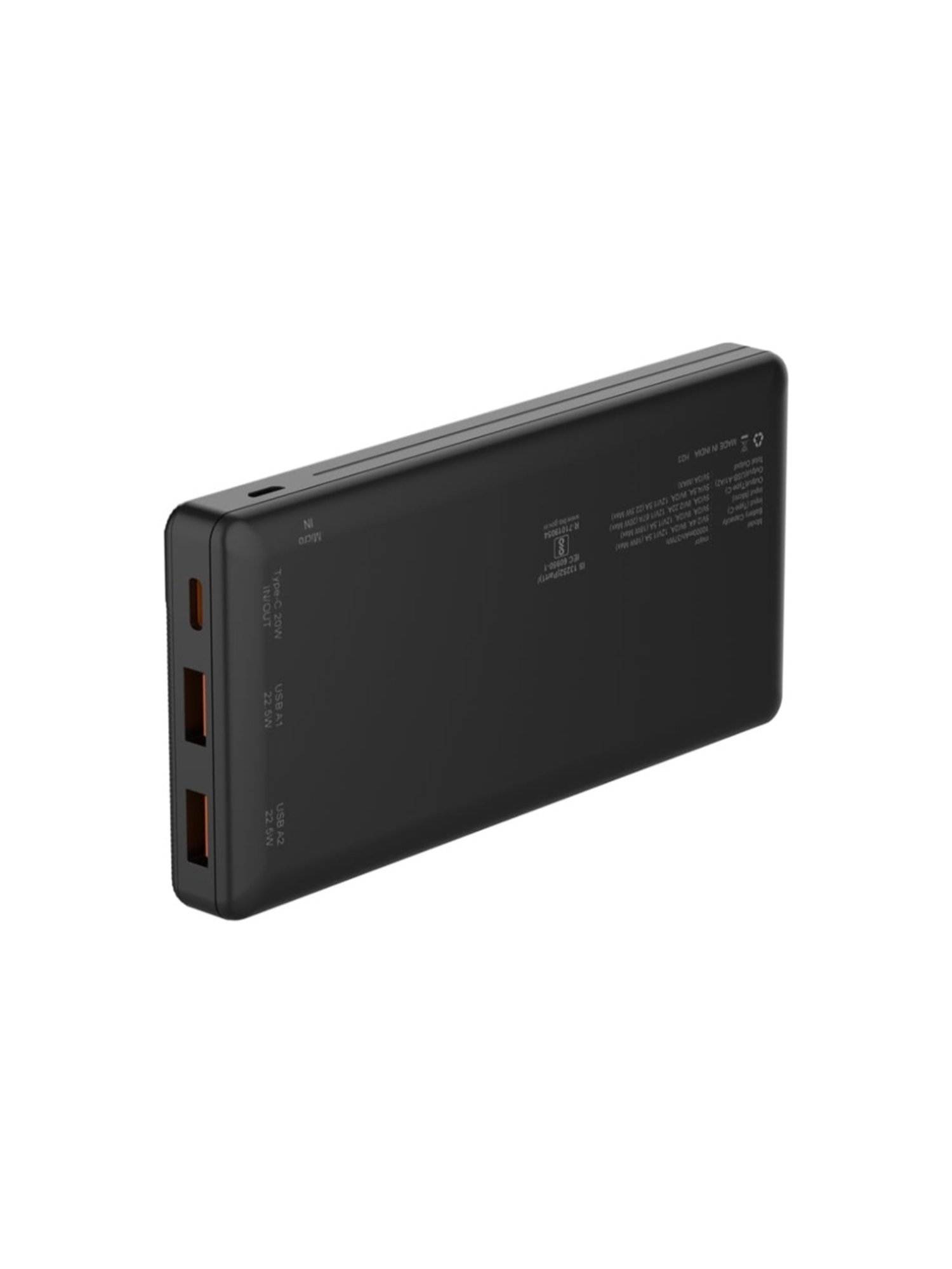 Stuffcool Major 10000mAh 20W Type C PD, 22.5W QC3.0 Type A Port Fast Charging Power Bank (Black)