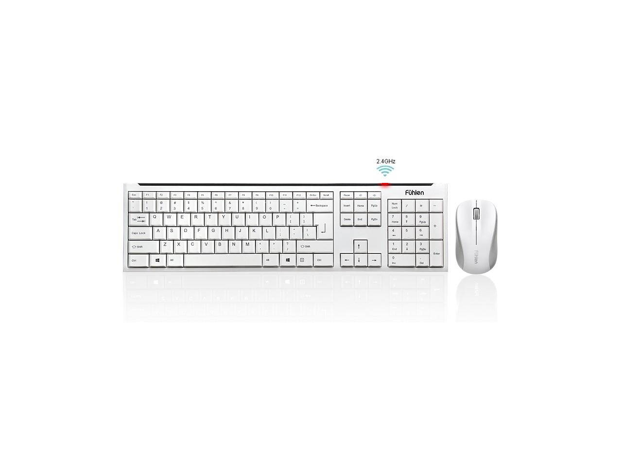 Wireless Gaming Keyboard and Mouse Combo With USB RF 2.4GHz, Mute Button Design, Super Thin Design & Water-Proof Design - White