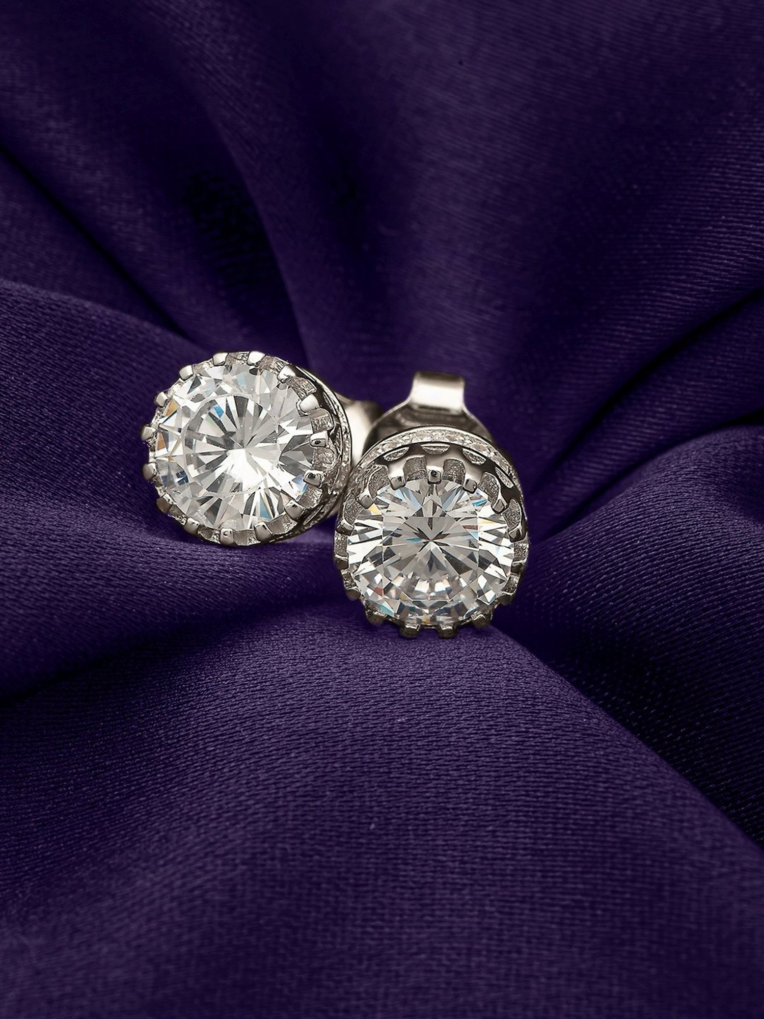 Silberry 92.5 Sterling Silver Crystal Craze Stud Earrings for Women