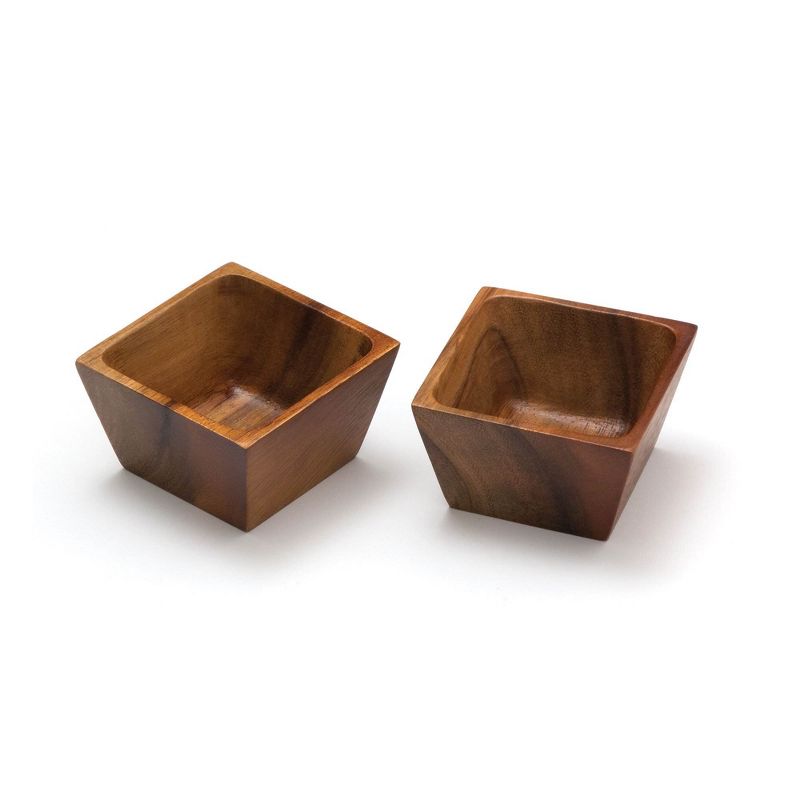 Lipper International Small Acacia Square Pinch Condiment Serving Bowls, Set of 2