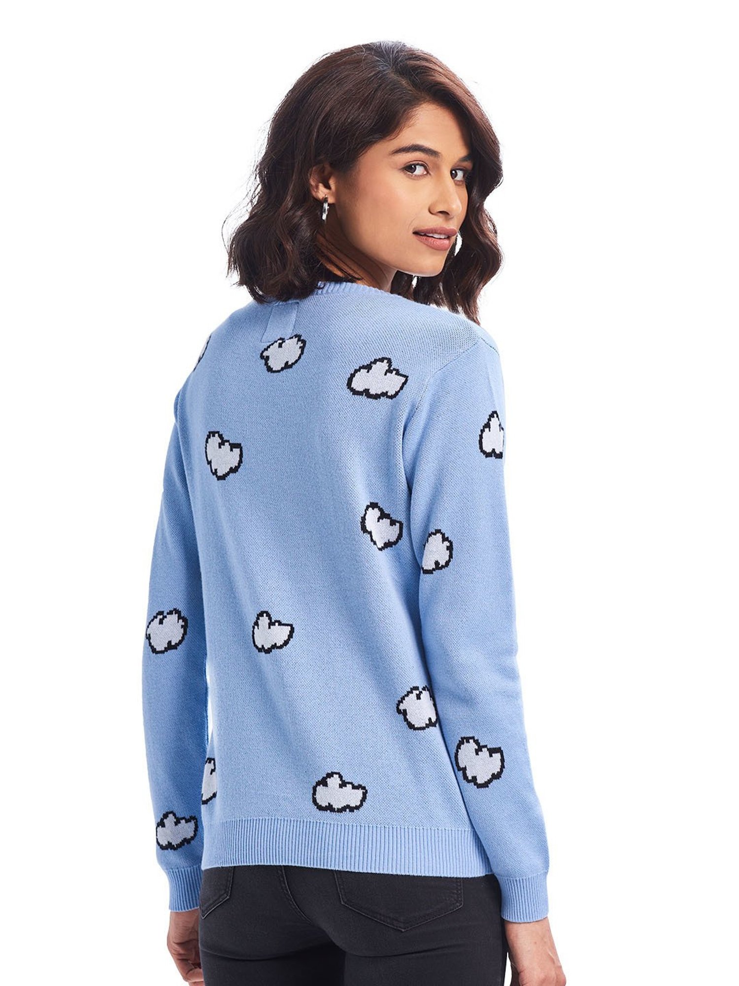 The Souled Store Blue Regular Fit Sweater