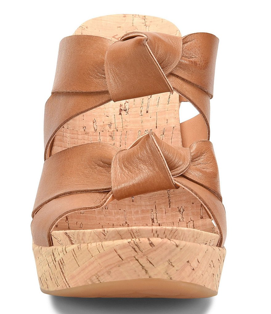 Kork-Ease Sammi Leather Knot Cork Platform Wedge Slide Sandals