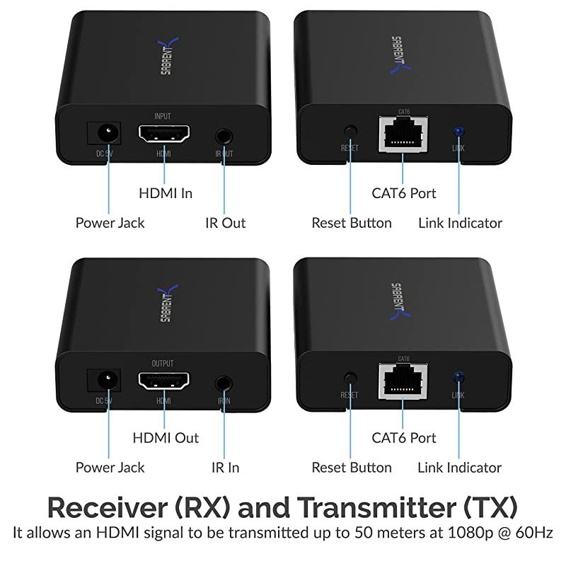 1080P 3D HDMI Extender Over CAT6 164 Feet 50 Meters DAHDEX