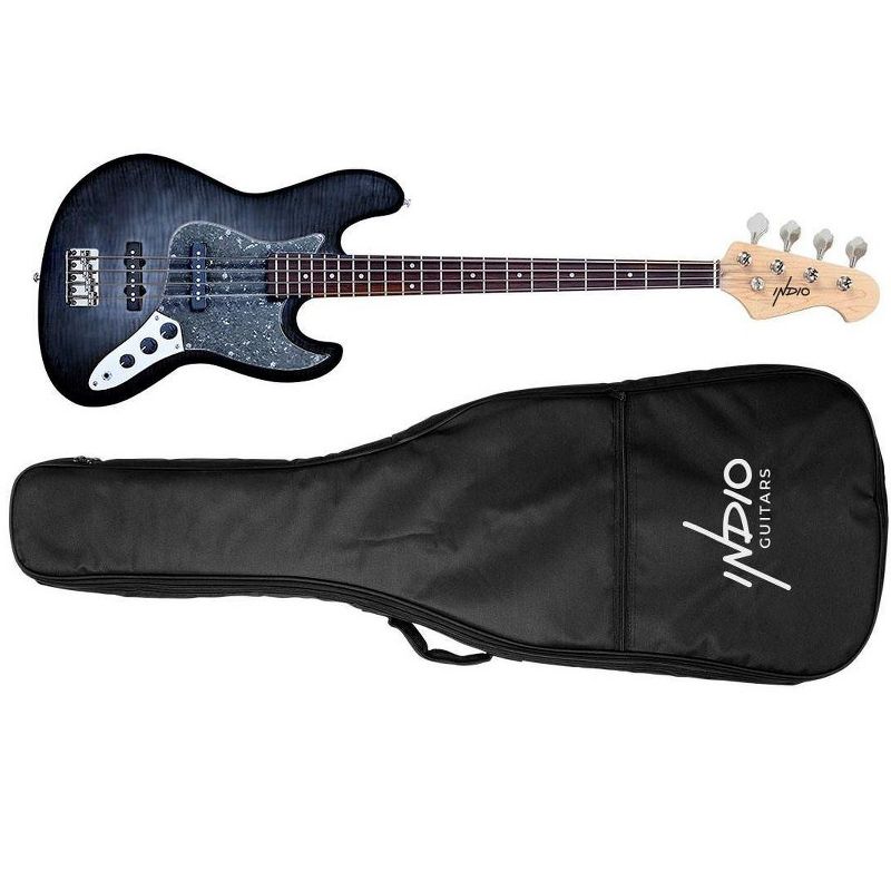 Monoprice Indio Jamm Flamed Maple Electric Bass - Charcoal, With Gig Bag