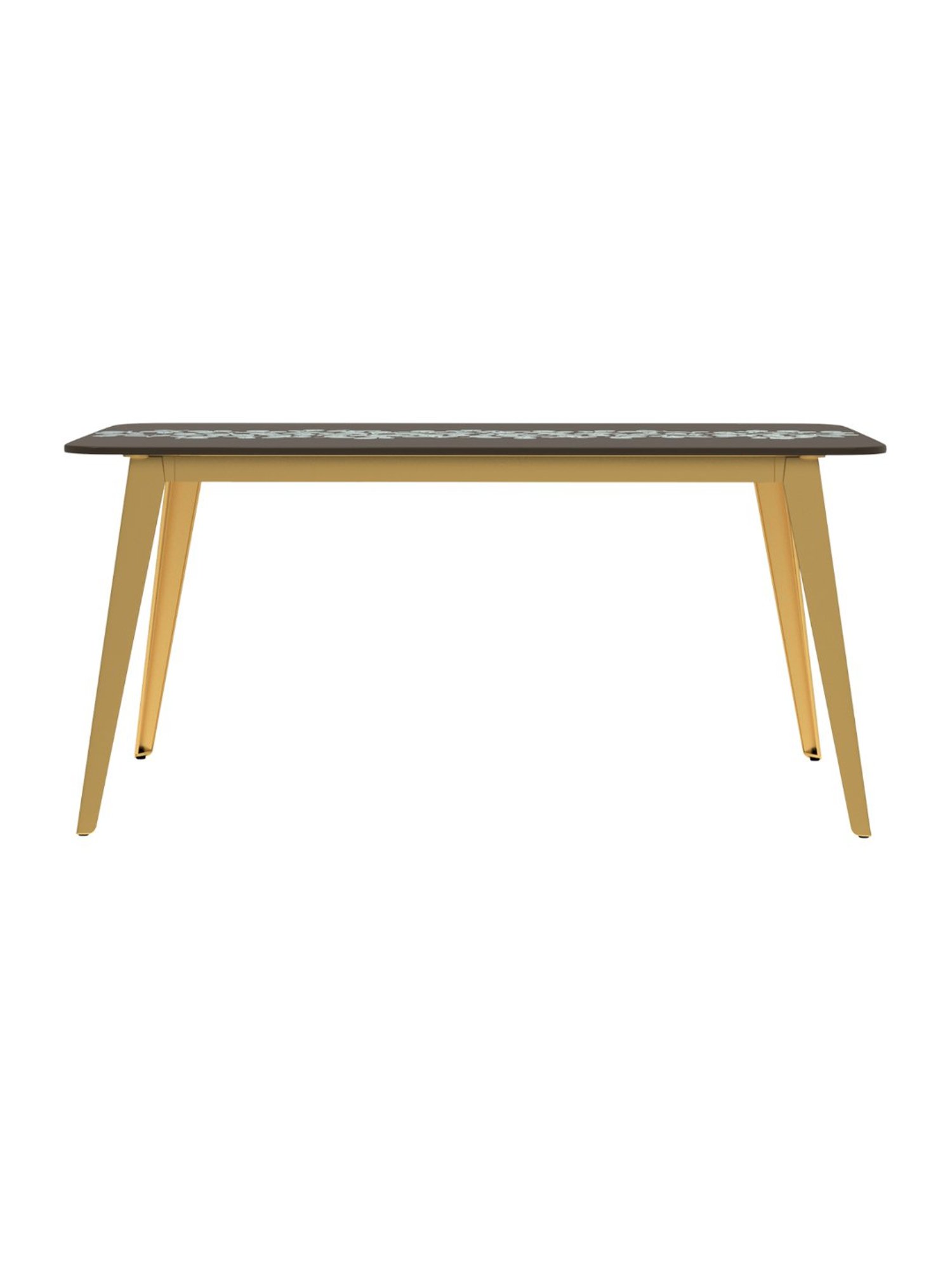 Godrej Interio Aurelia Grey & Yellow Tempered Glass 6 Seater Rectangular Dining Table