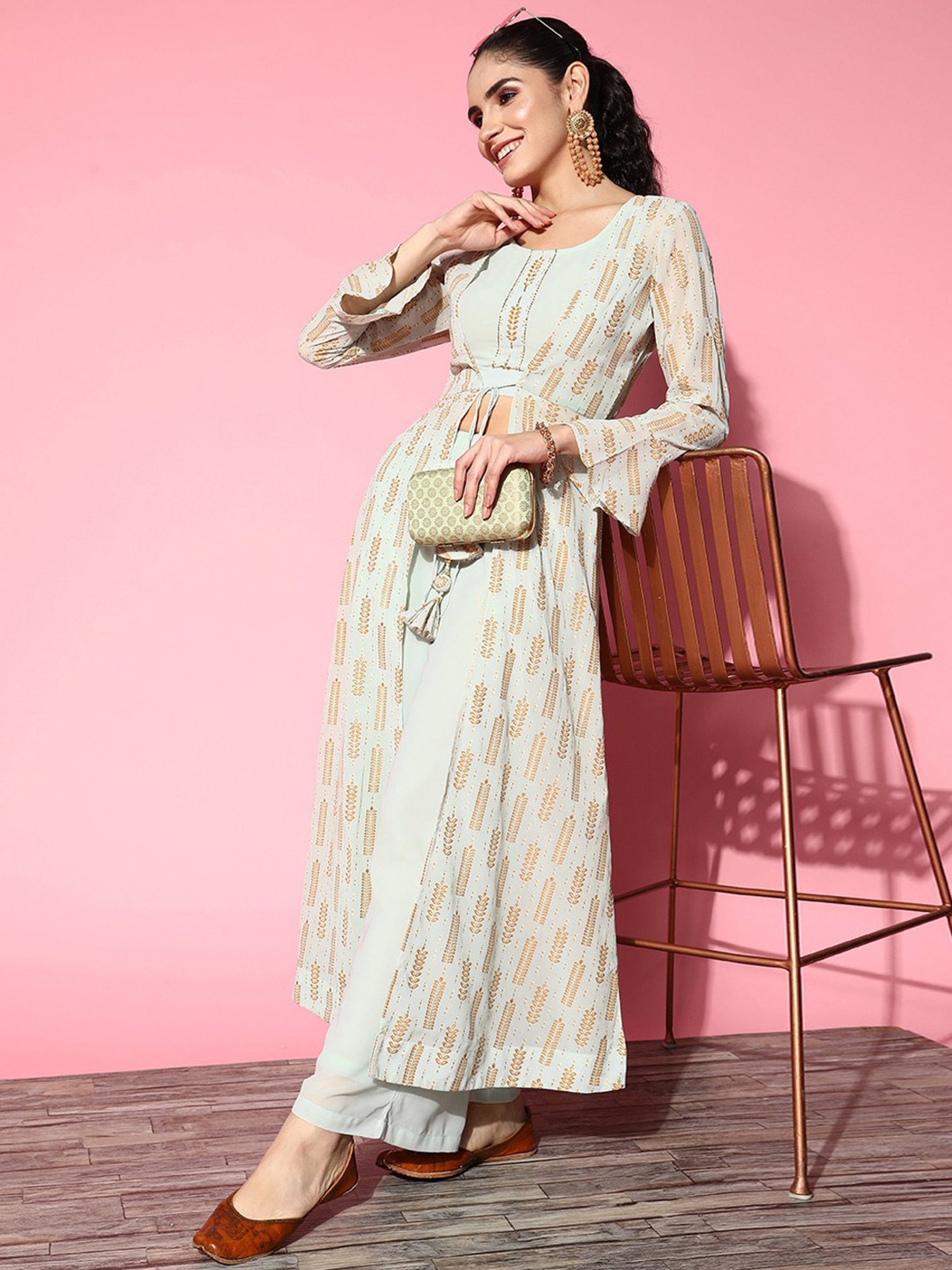 Yufta Sea Green Floral Print Co-ord Set