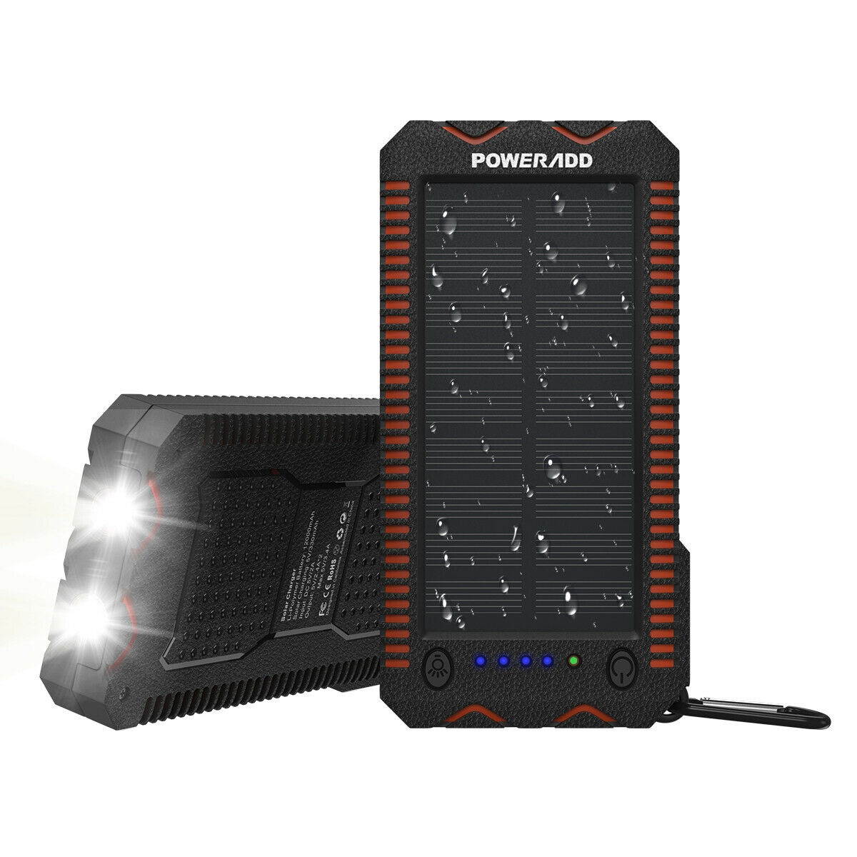 12000mAh Solar Power Bank LED Dual USB Backup Battery Charger For Mobile Phone