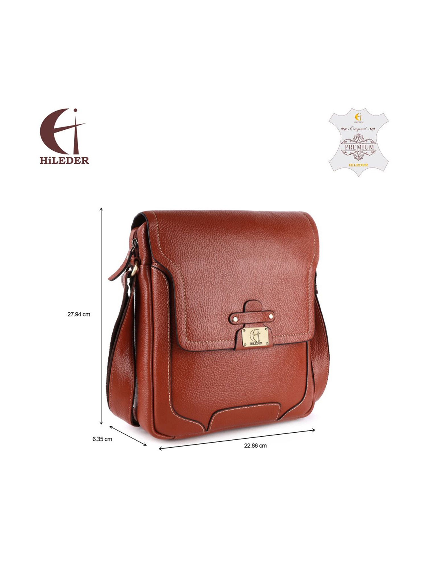 HiLEDER Tan Solid Medium Cross Body Bag