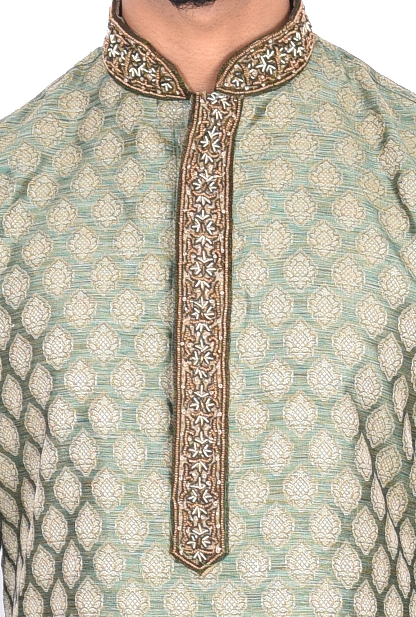 Manyavar Green Self Design Kurta & Churidar Set