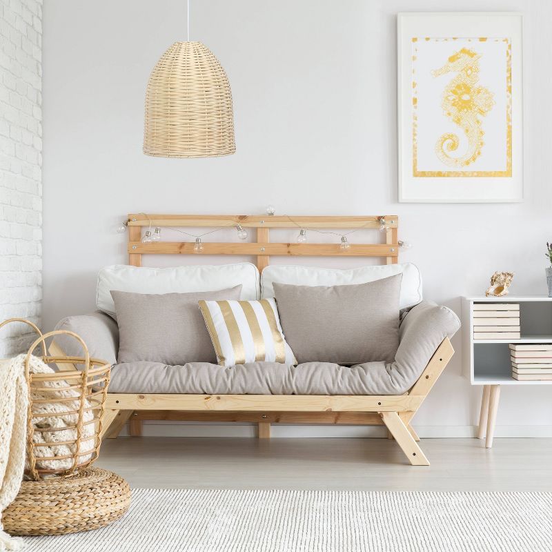 Elongated Coastal Dome Rattan Downlight Pendant Natural - Elegant Designs