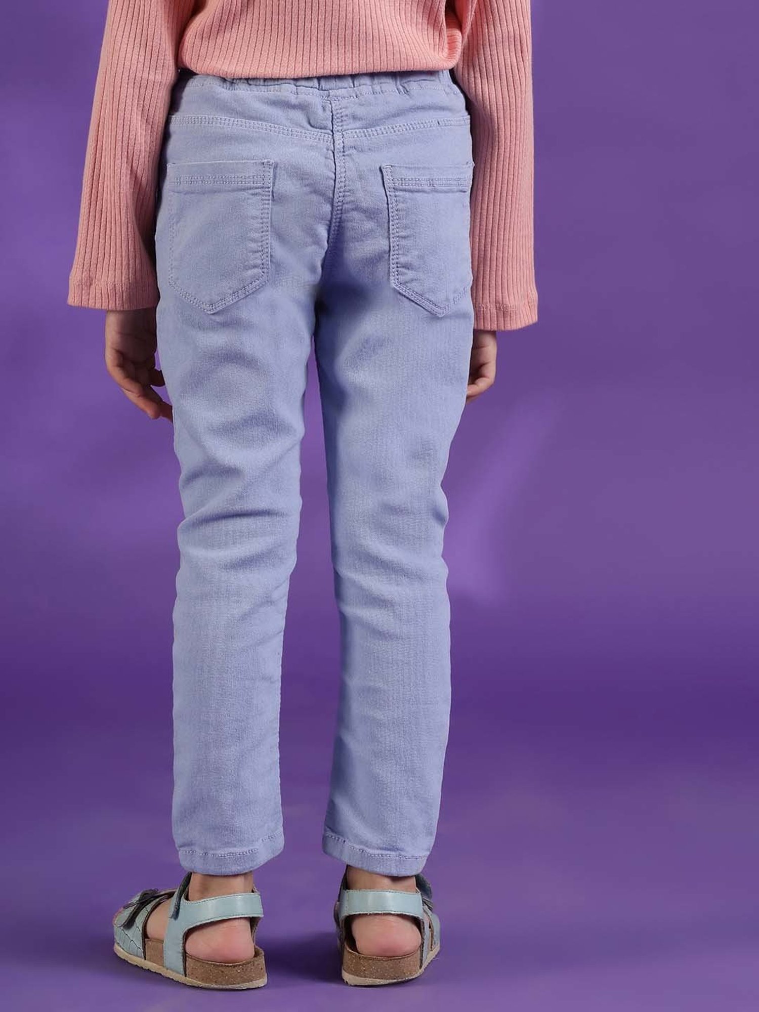 Tales & Stories Girls Purple Slim Fit Jeggings