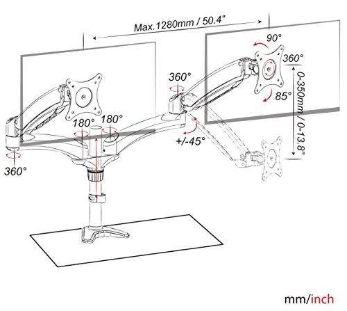 Dual Articulating Monitor Mount. Clamp Base. Supports 15 to 28" monitors. VESA Mounting