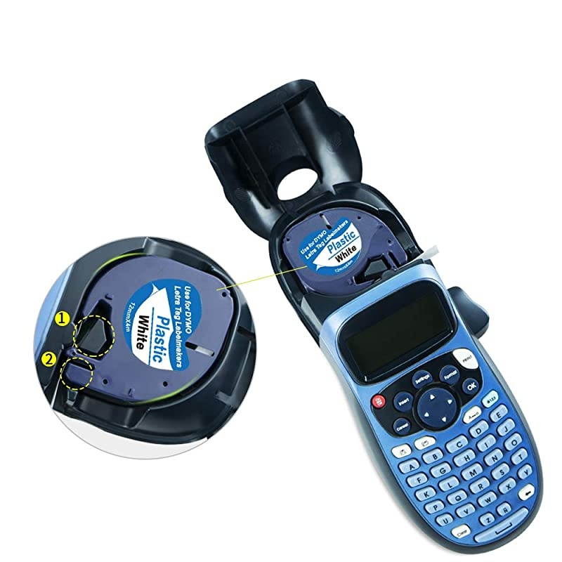 DYMO LetraTag Refills 91331 White Plastic Label Tape 12mm x 4m (1/2" x 13') Compatible with Dymo Letra Tag Label Maker LT100H LT100T QX50, 5-Pack