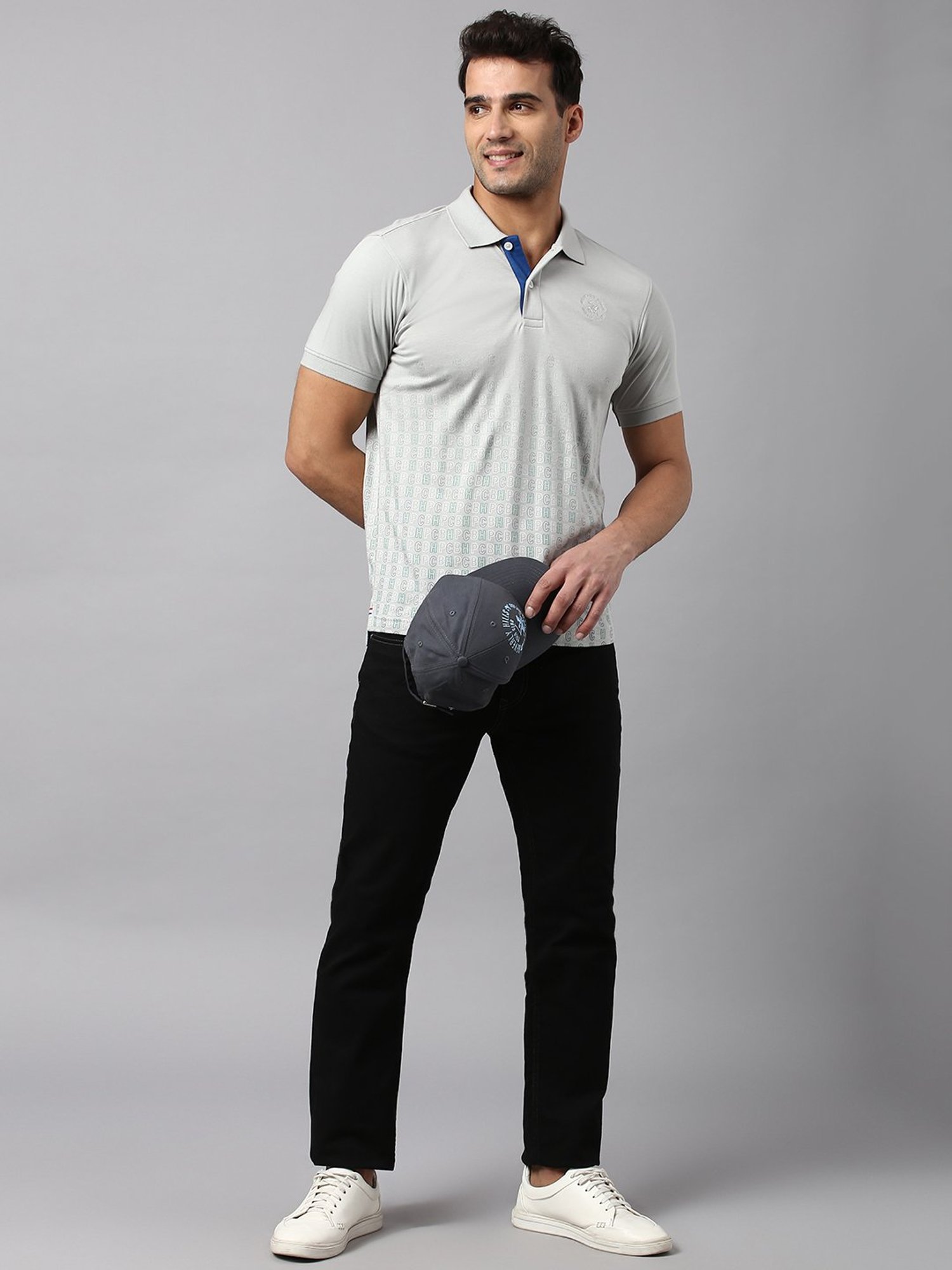 Beverly Hills Polo Club Grey Regular Fit Cotton Polo T-Shirt