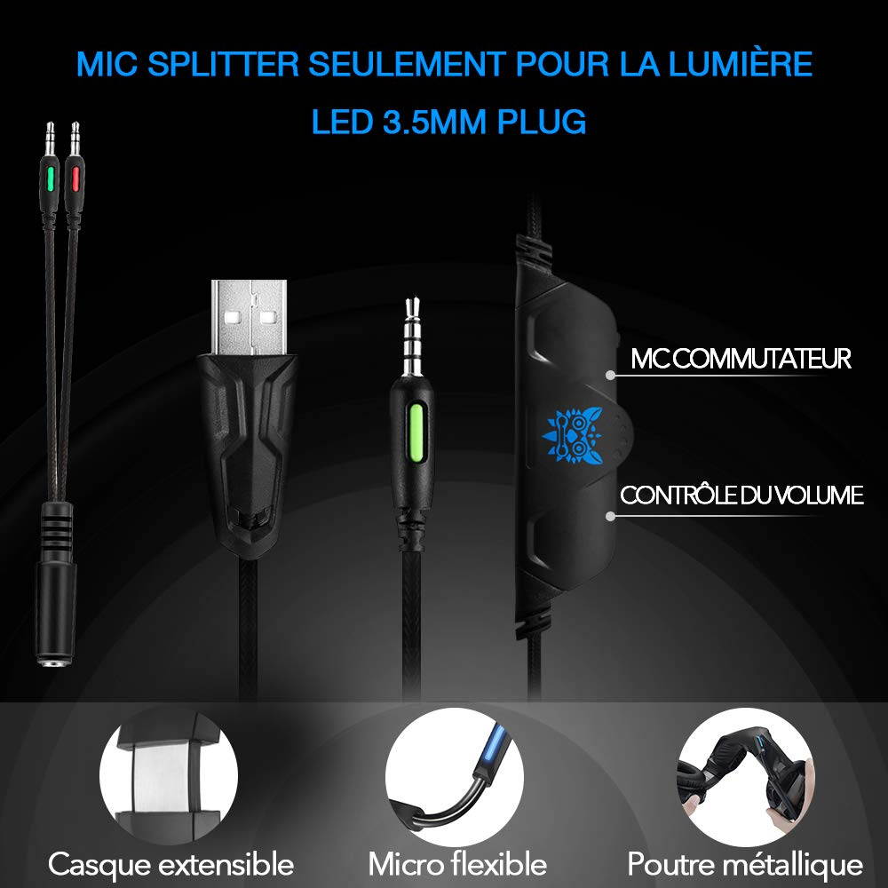 ONIKUMA Gaming Headset for PS4, Xbox One, PC, Gaming Headphones with 7.1 Stereo Surround Sound, Updated Noise Cancelling Mic, PS4 Headset Xbox Headset with Mute & Volume Control for Mac, Laptop, NS