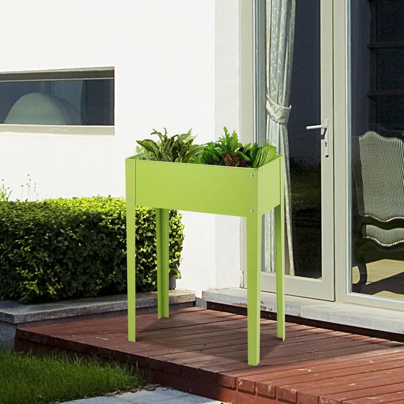 Costway 24'' x12'' Outdoor Elevated Garden Plant Stand Raised Tall Flower Bed Box