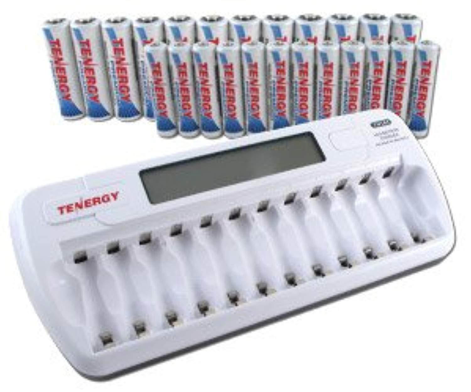 combo: tn160 12-bay aa/aaa nimh/nicd lcd charger + 12 aa & 12 aaa premium nimh rechargeable batteries
