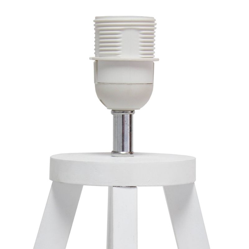 White Wood Interlocked Triangular Table Lamp with Fabric Shade White - Simple Designs