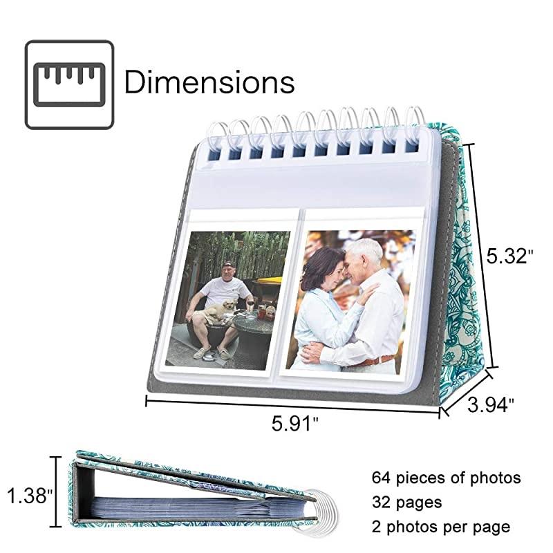 Calendar Photo Album for 3-Inch Film - 64 Pockets Album for Fujifilm Instax Mini 11/Mini 9/Mini Link Printer/Mini LiPlay, Canon Ivy CLIQ, Polaroid, Kodak Instant Print Camera, Moroccan Love