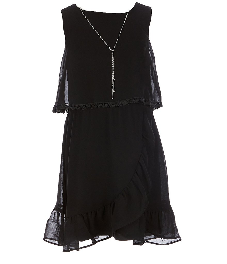 I.N. Girl Big Girls 7-16 Georgette Ruffle-Hem Popover Dress