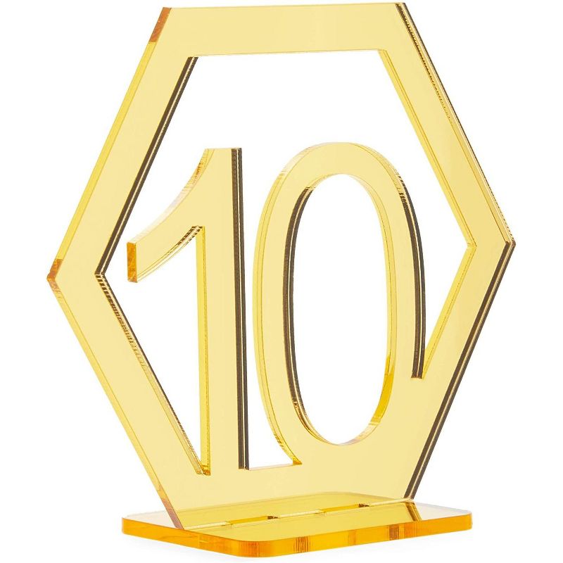 Hexagon Acrylic Table Numbers 1-10 (3.5 x 4 in)