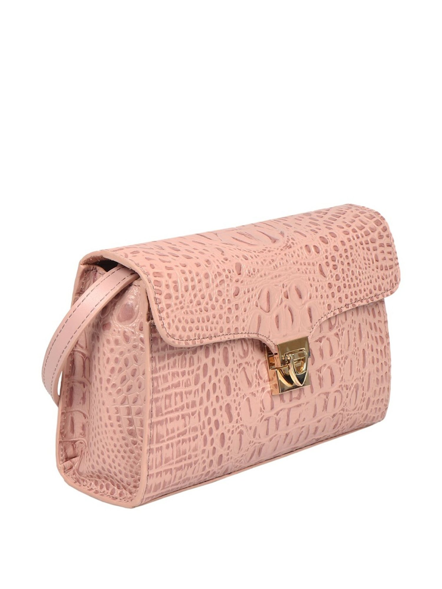 Hidesign Pink Textured Medium Sling Handbag