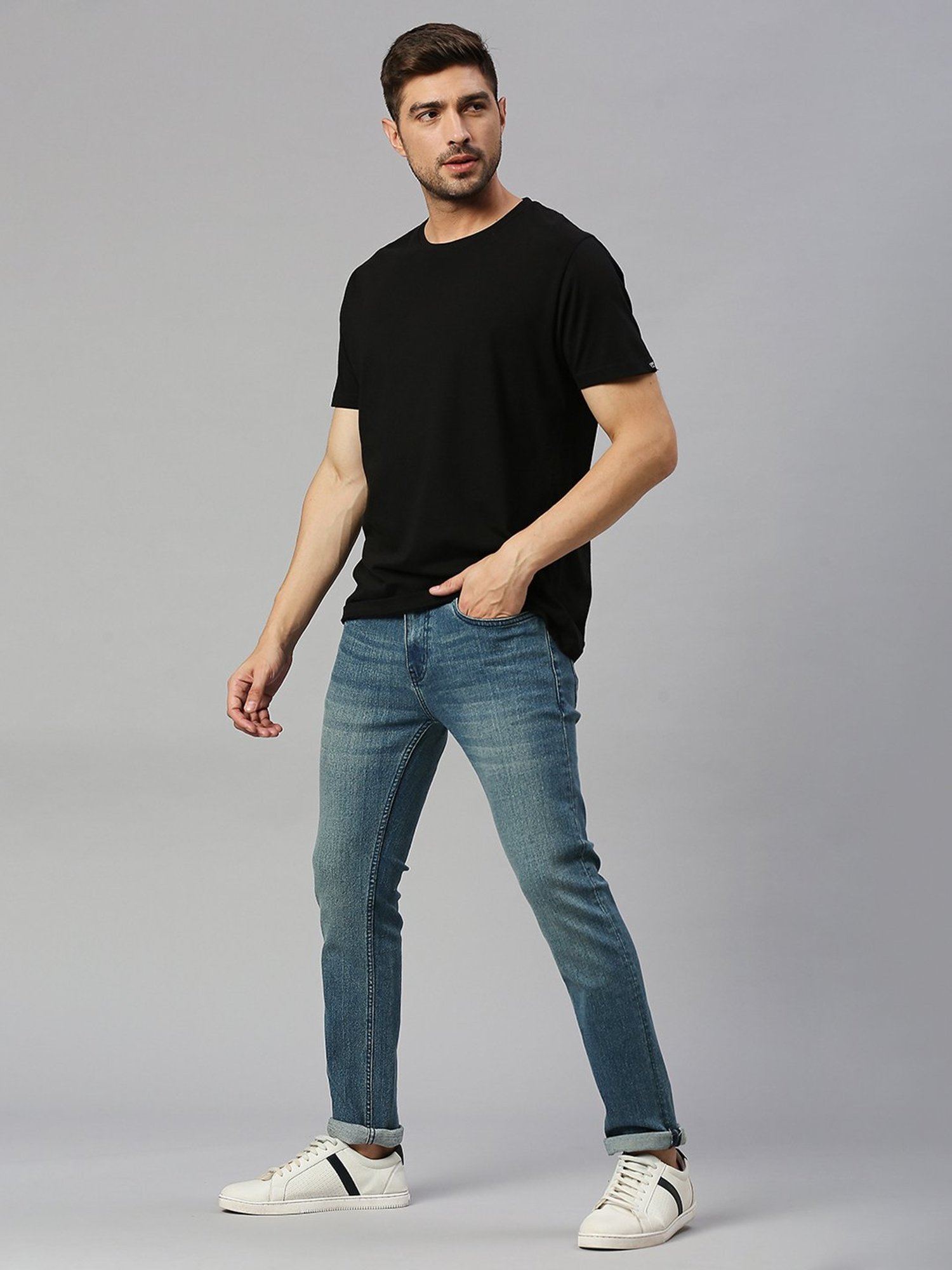 Thomas Scott Blue Slim Fit Heavily Washed Jeans