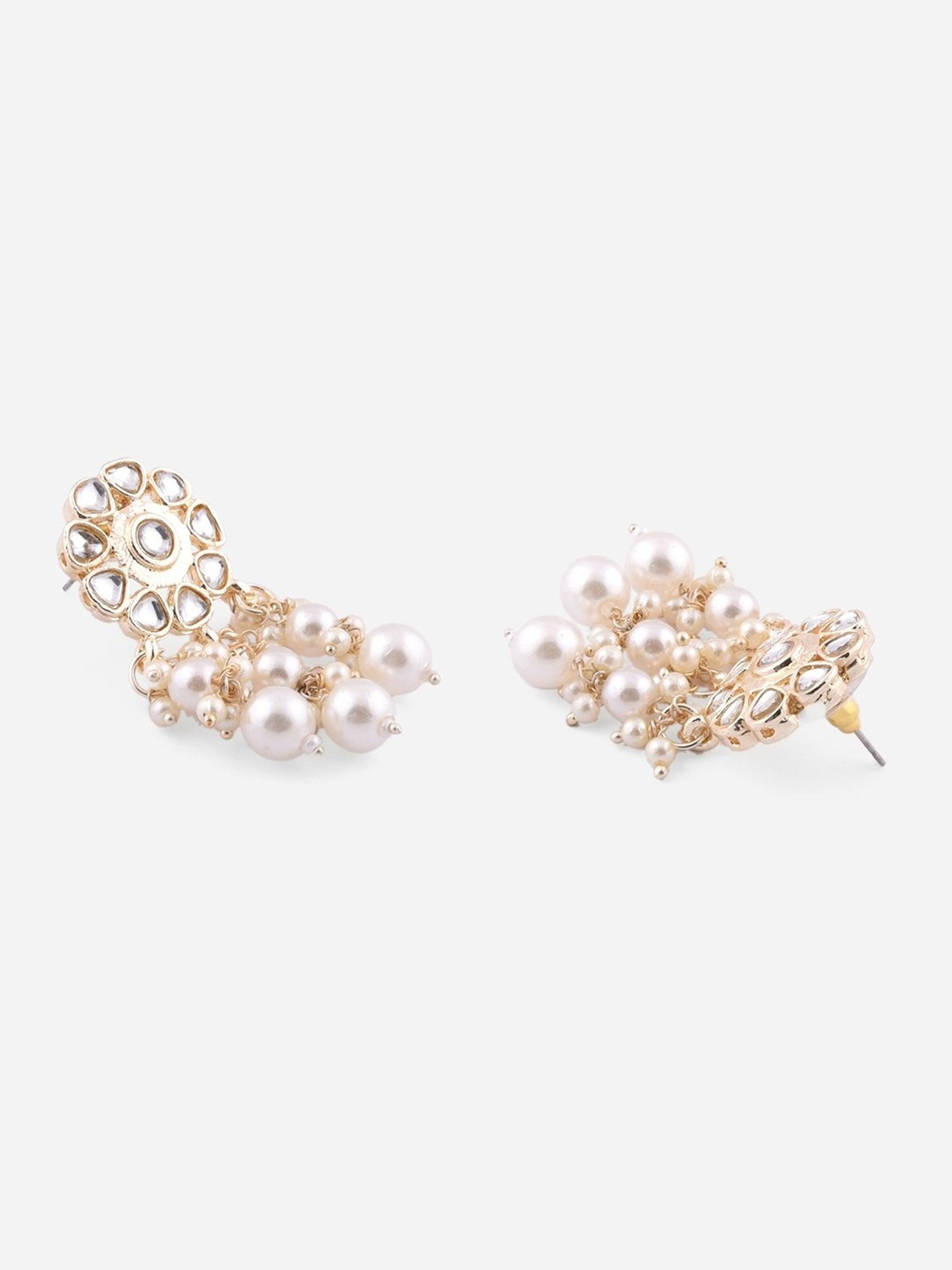 Fida Ethnic South Indian Traditional Antique Gold-Plated Pearl Kundan Choker Necklace Set for Women